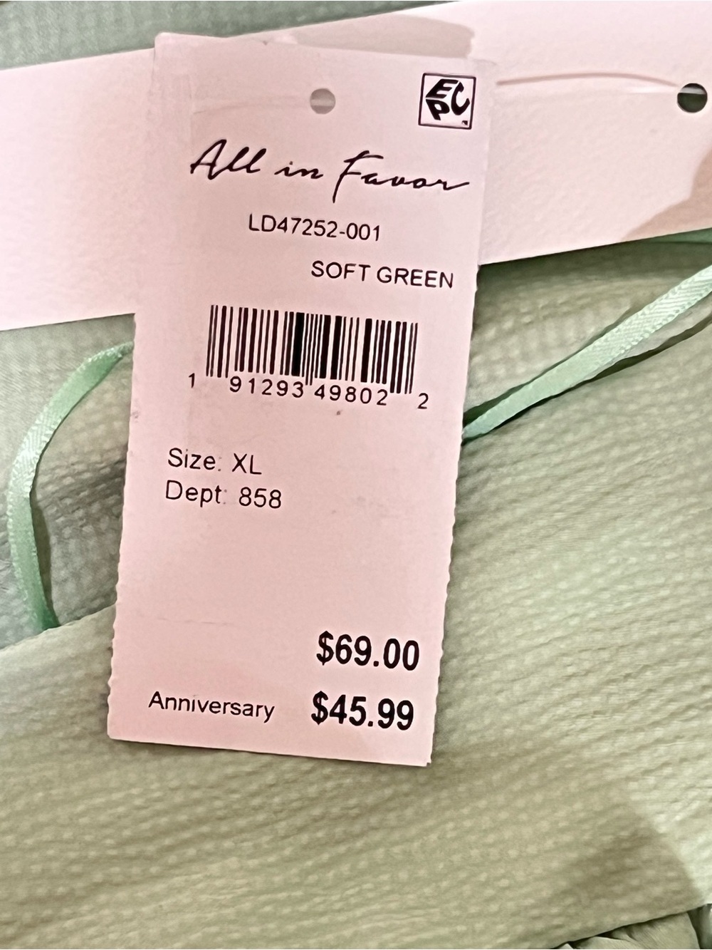 All in Favor Women’s Size US XL Square Neck Puff Sleeve A-Line Mini Dress Green - Picture 16 of 16